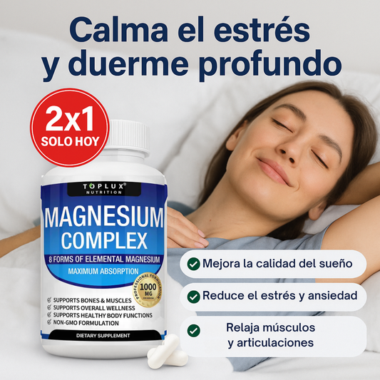 MAGNESIO 8 EN 1 | CALMA EL ESTRÉS Y DUERME PROFUNDO (Lleva 2 paga 1)
