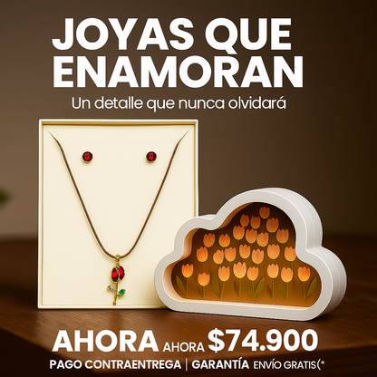 Espejo decorativo con luz cálida que crea un ambiente íntimo para tu pareja